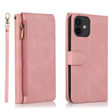 Luxury Skin Feel Multi-card Zipper Leather Case For iPhone 12 &11 Series