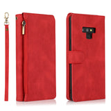 Luxury Skin Feel Multi-card Zipper Leather Case For Samsung Note9