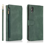 Luxury Skin Feel Multi-card Zipper Leather Case For iPhone XS Max