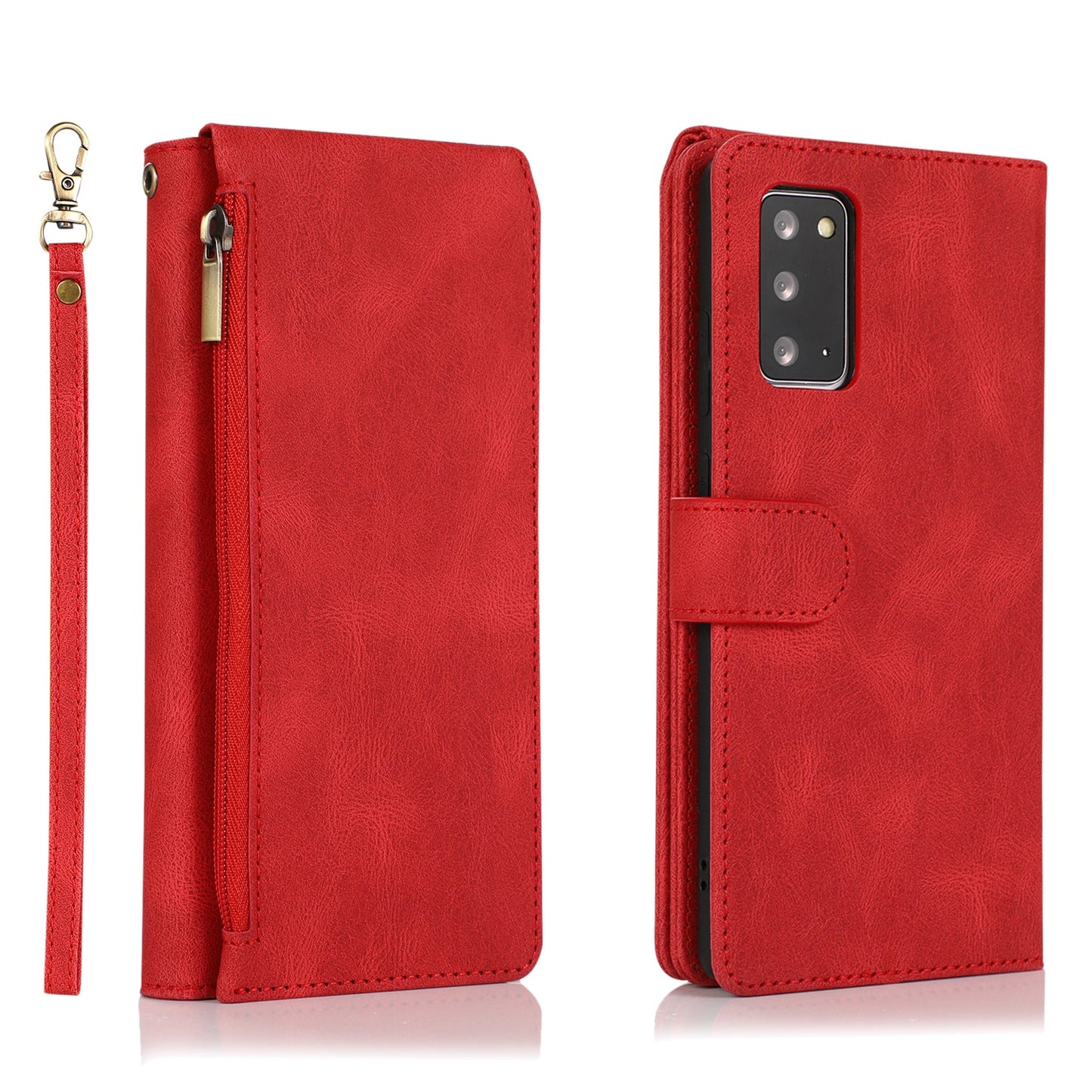 Luxury Skin Feel Multi-card Zipper Leather Case For Samsung Note20/Note20 5G