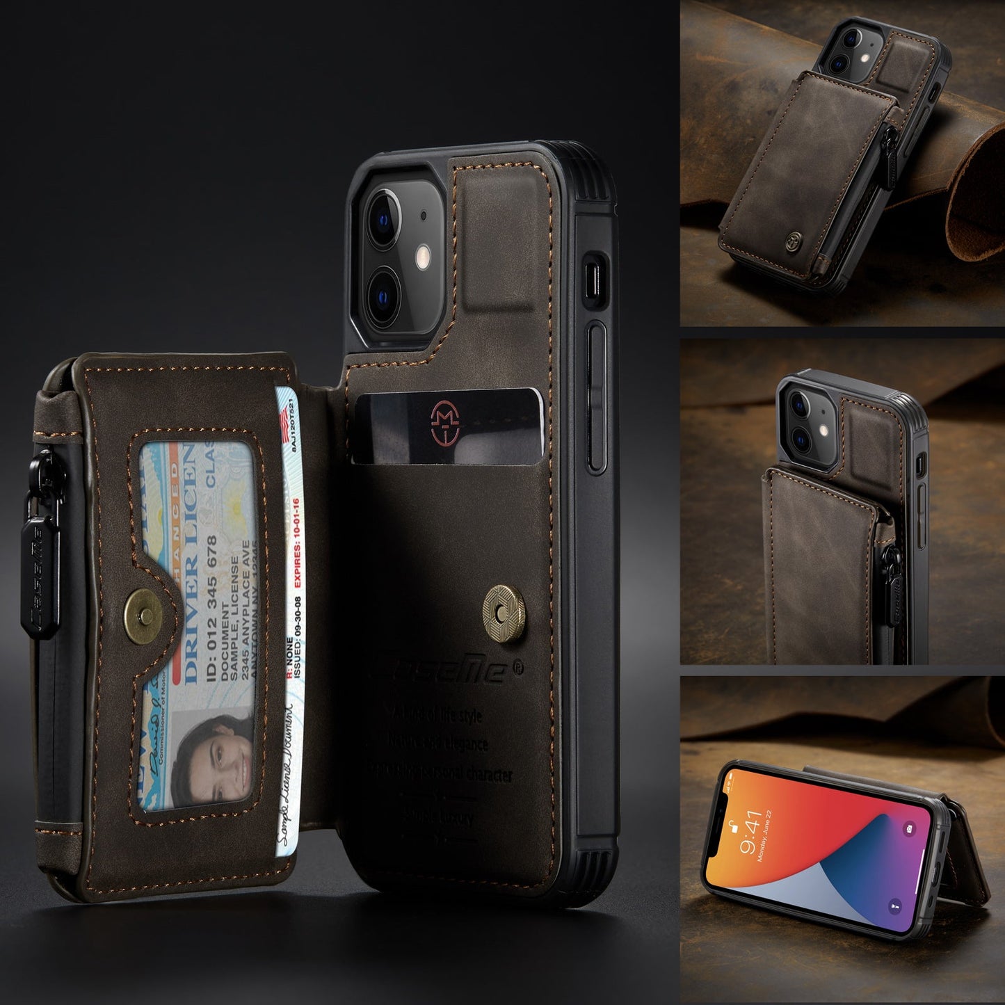 Neue luxuriöse multifunktionale Brieftaschen-Handyhülle für iPhone