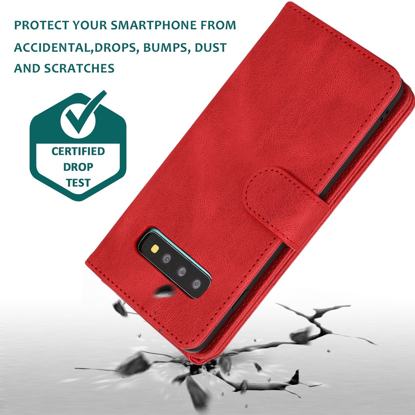 Étui en Cuir à Fermeture Éclair Multi-cartes Sensation Peau de Luxe pour Samsung S10