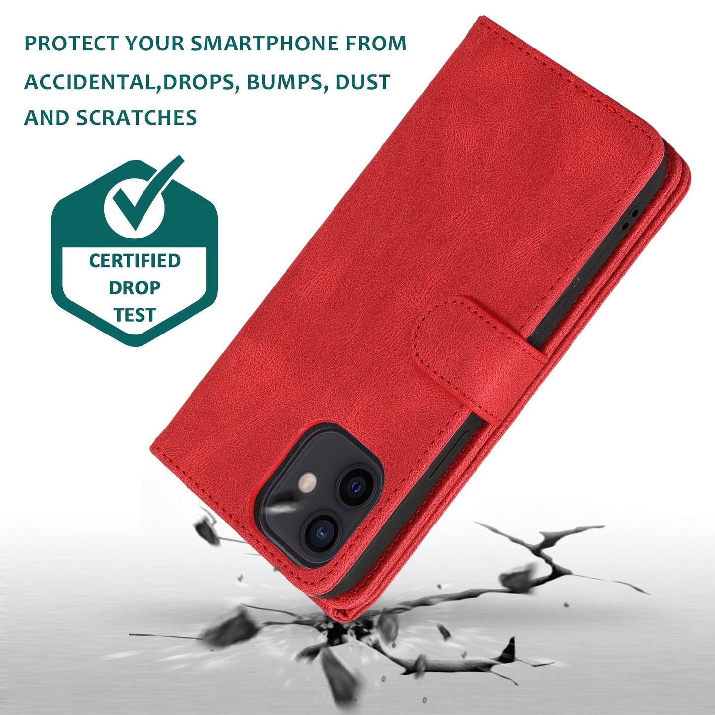 Étui en Cuir à Fermeture Éclair Multi-cartes Sensation Peau Luxueuse Pour iPhone