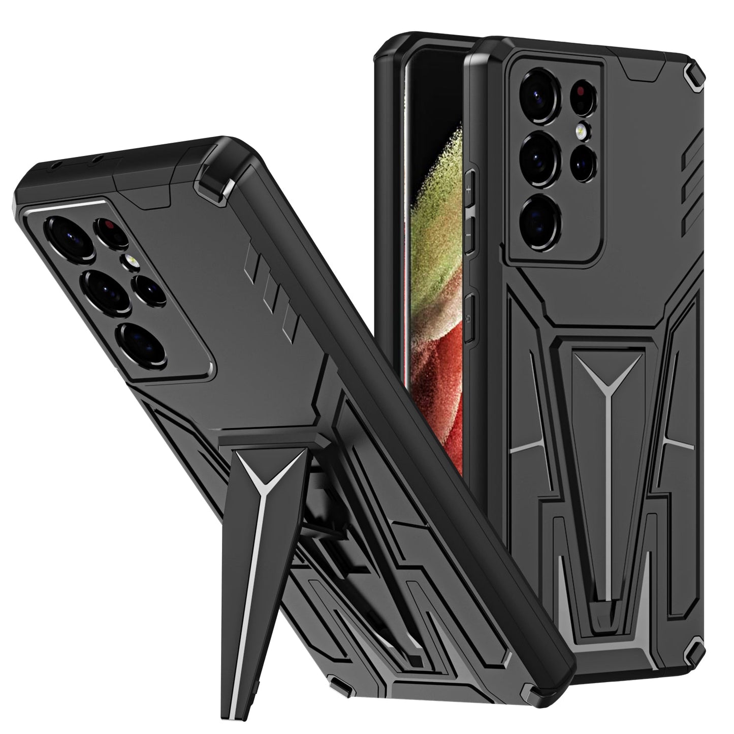 Neue Außergewöhnliche Armor Bracket Magnetische Handyhülle für Samsung S21 Ultra 5G