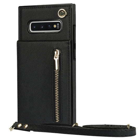 Nouvel étui portefeuille croisé zippé pour téléphone Samsung S10 Plus