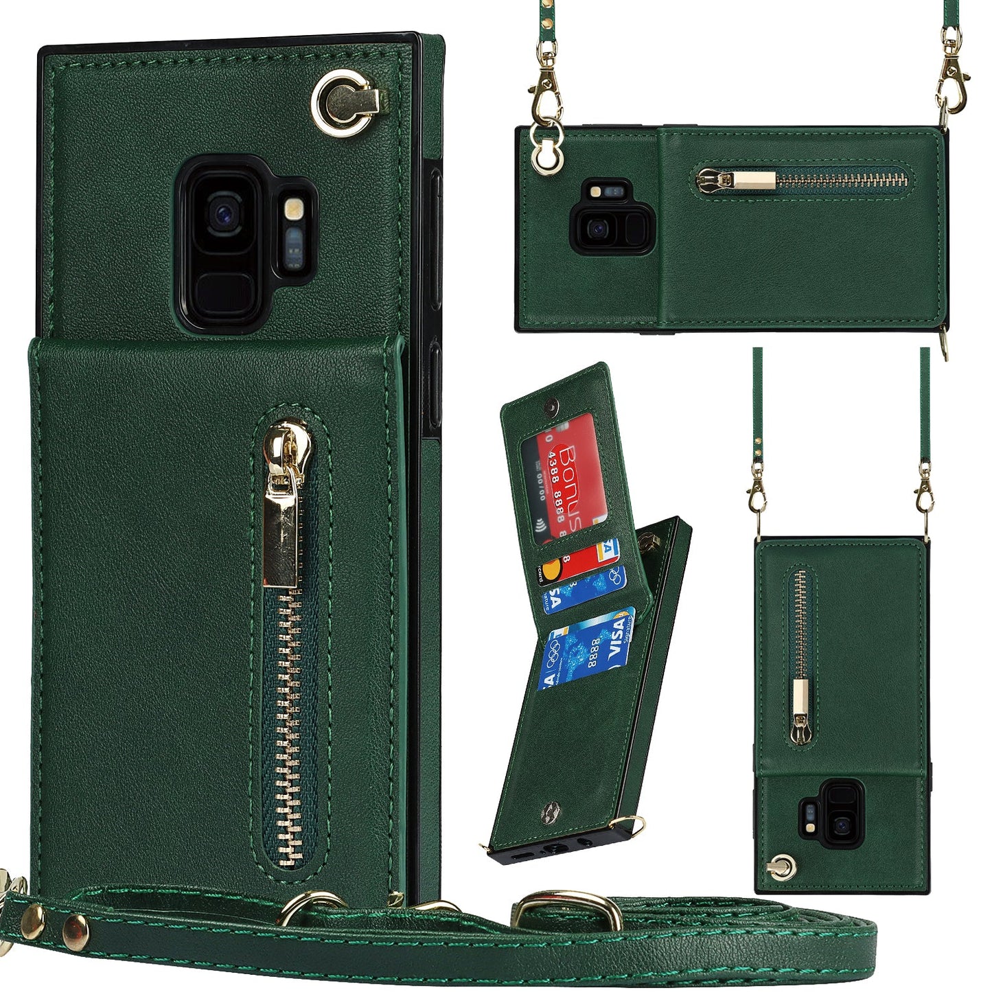 Neue Umhänge-Reißverschluss-Brieftaschen-Handyhülle für Samsung S9