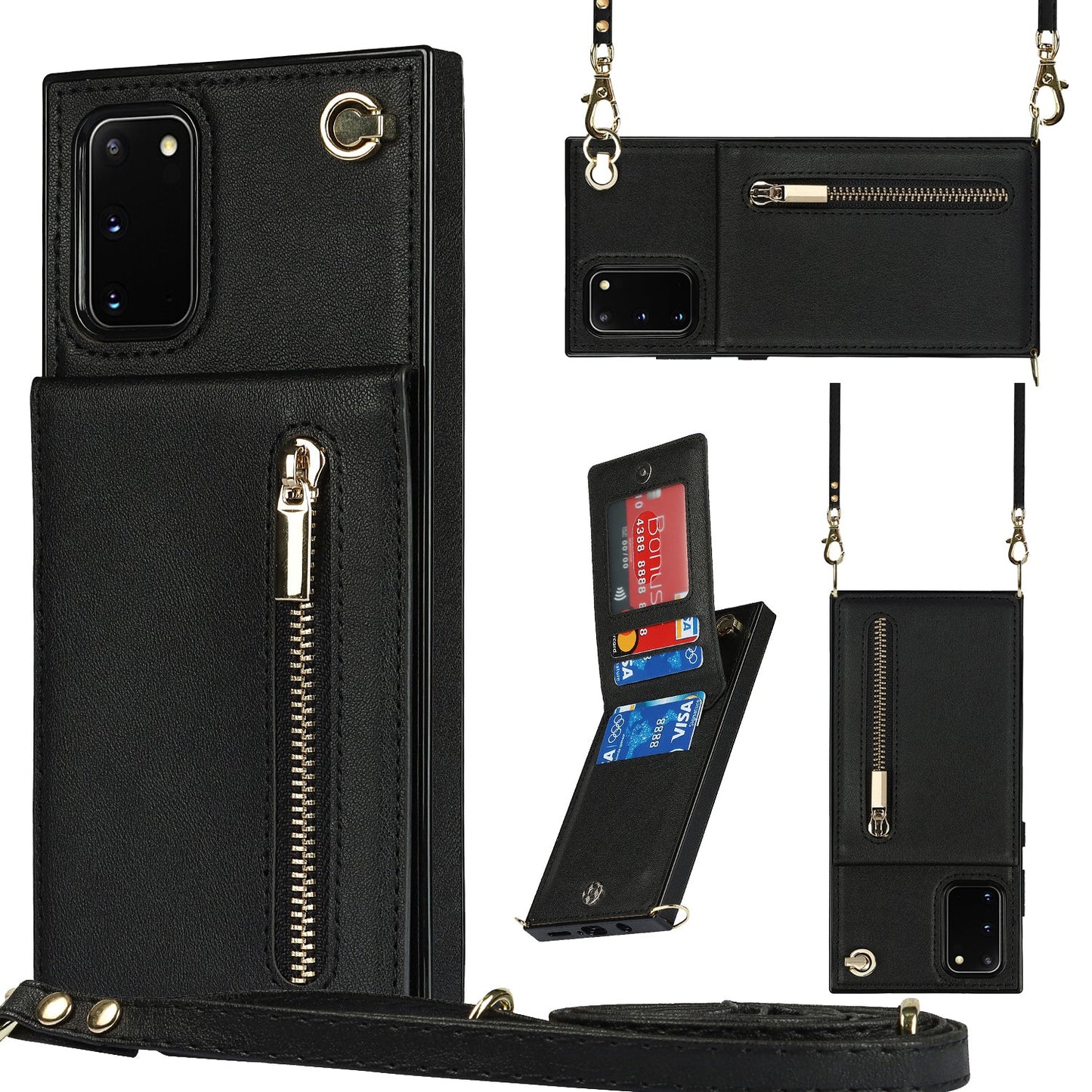 Neue Crossbody Reißverschluss Geldbörse Handyhülle für Samsung S20