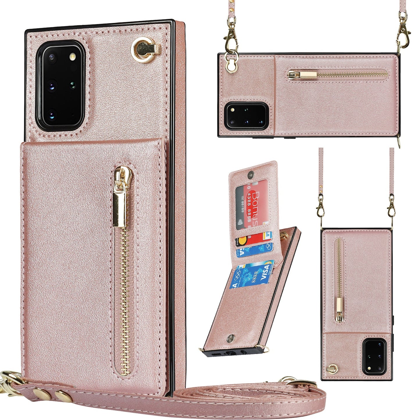 Nouvel étui portefeuille croisé avec fermeture éclair pour téléphone Samsung S20 Ultra
