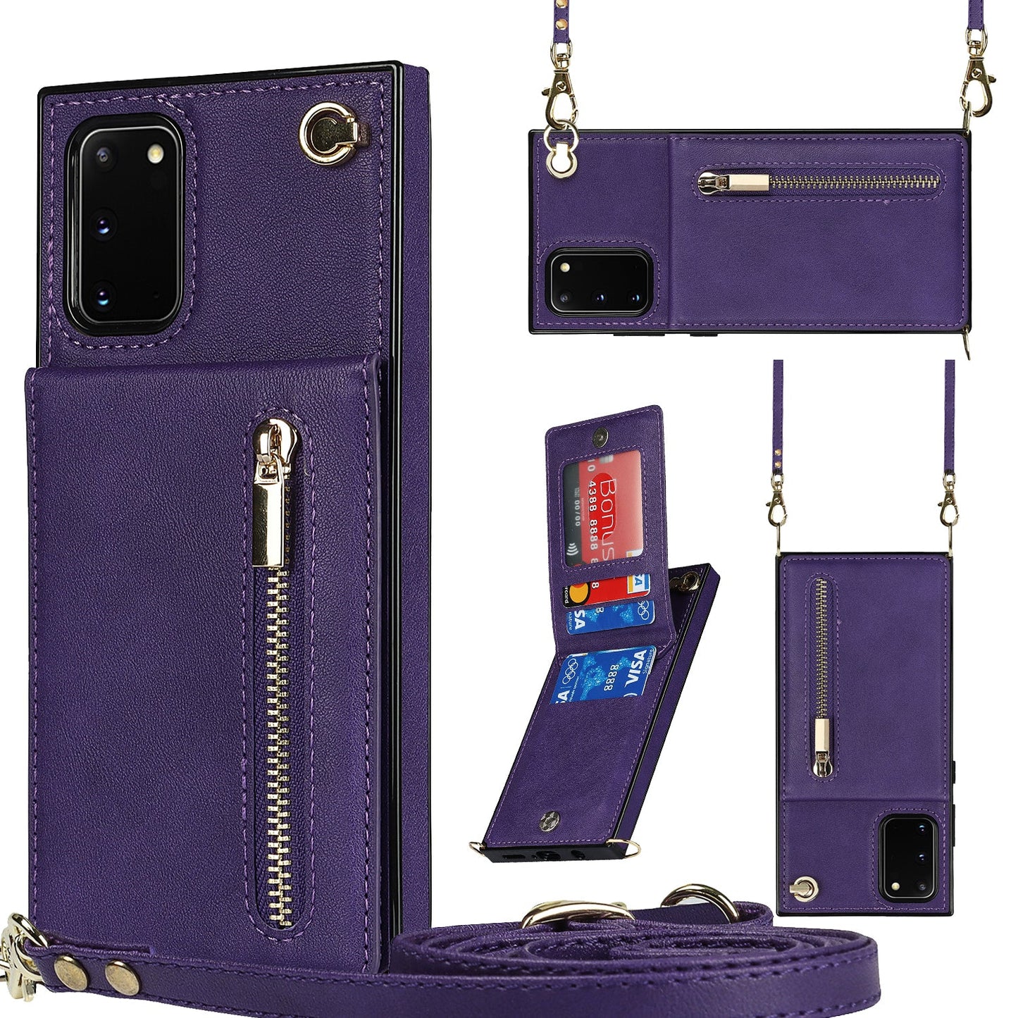 Neue Umhänge-Reißverschluss-Brieftaschen-Handyhülle für Samsung Note20/Note20 5G