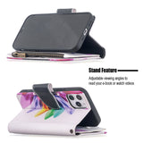 Large Capacity Painted Zipper Leather Case For iPhone 13 Series