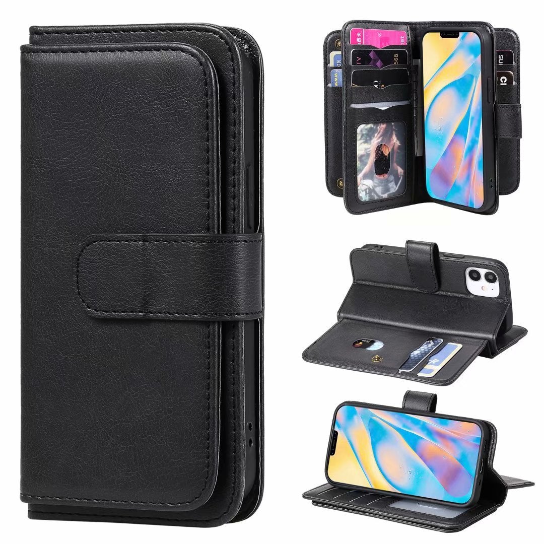 Étui portefeuille multifonction grande capacité pour iPhone