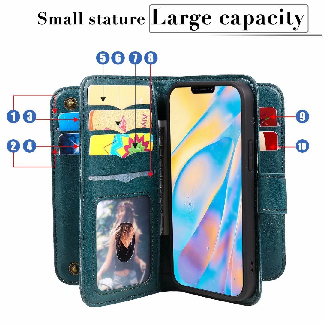 Étui portefeuille multifonction grande capacité pour iPhone