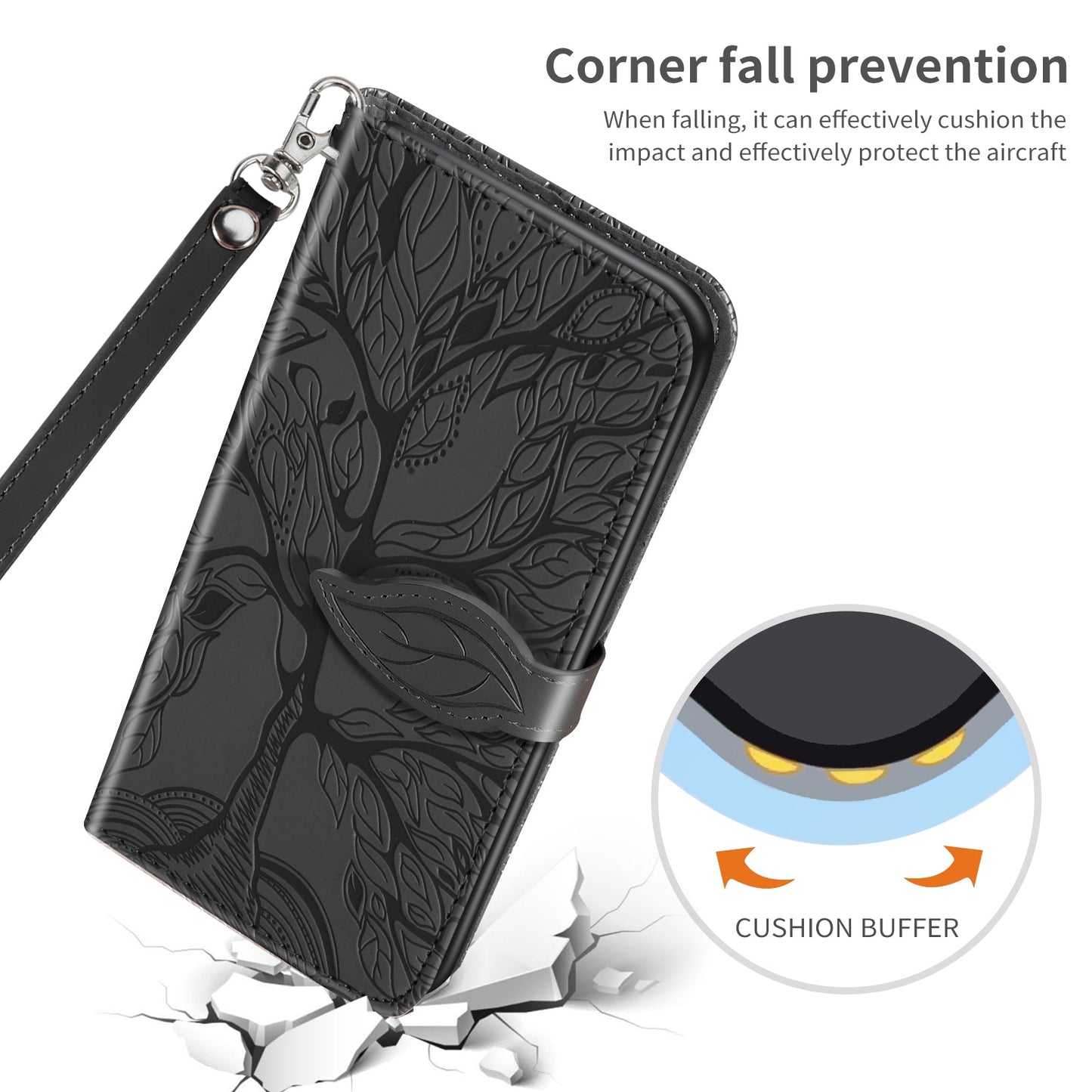 Neue 3D geprägte Lebensbaum-Brieftaschen-Handyhülle für iPhone