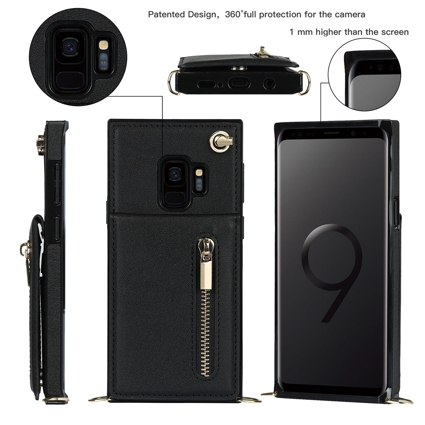 Neue Umhänge-Reißverschluss-Brieftaschen-Handyhülle für Samsung S9