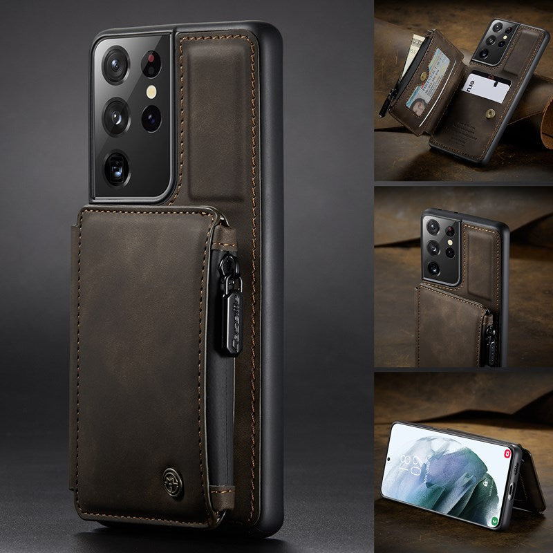 Neue luxuriöse multifunktionale Brieftaschen-Handyhülle für die Samsung S21 Serie