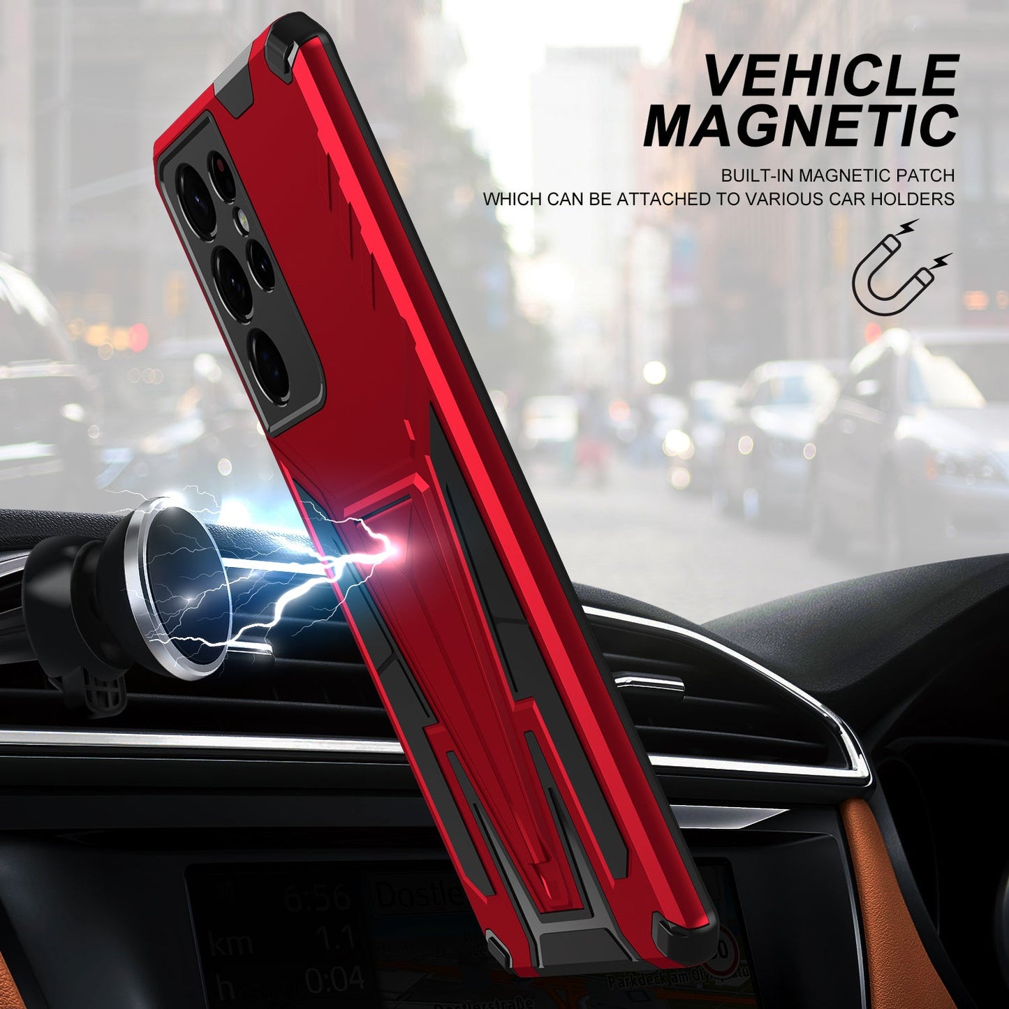 Neue Außergewöhnliche Armor Bracket Magnetische Handyhülle für Samsung S21 Ultra 5G