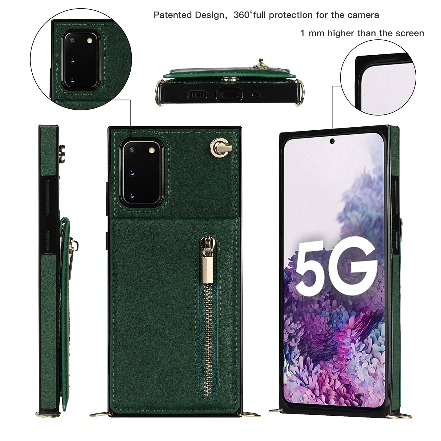 Neue Umhänge-Reißverschluss-Brieftaschen-Handyhülle für Samsung Note20/Note20 5G