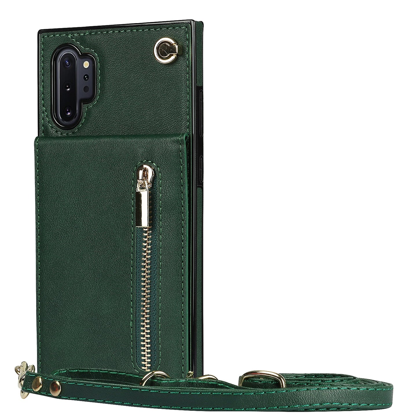 Nouvel étui de téléphone portefeuille à fermeture éclair bandoulière pour Samsung Note10 Plus