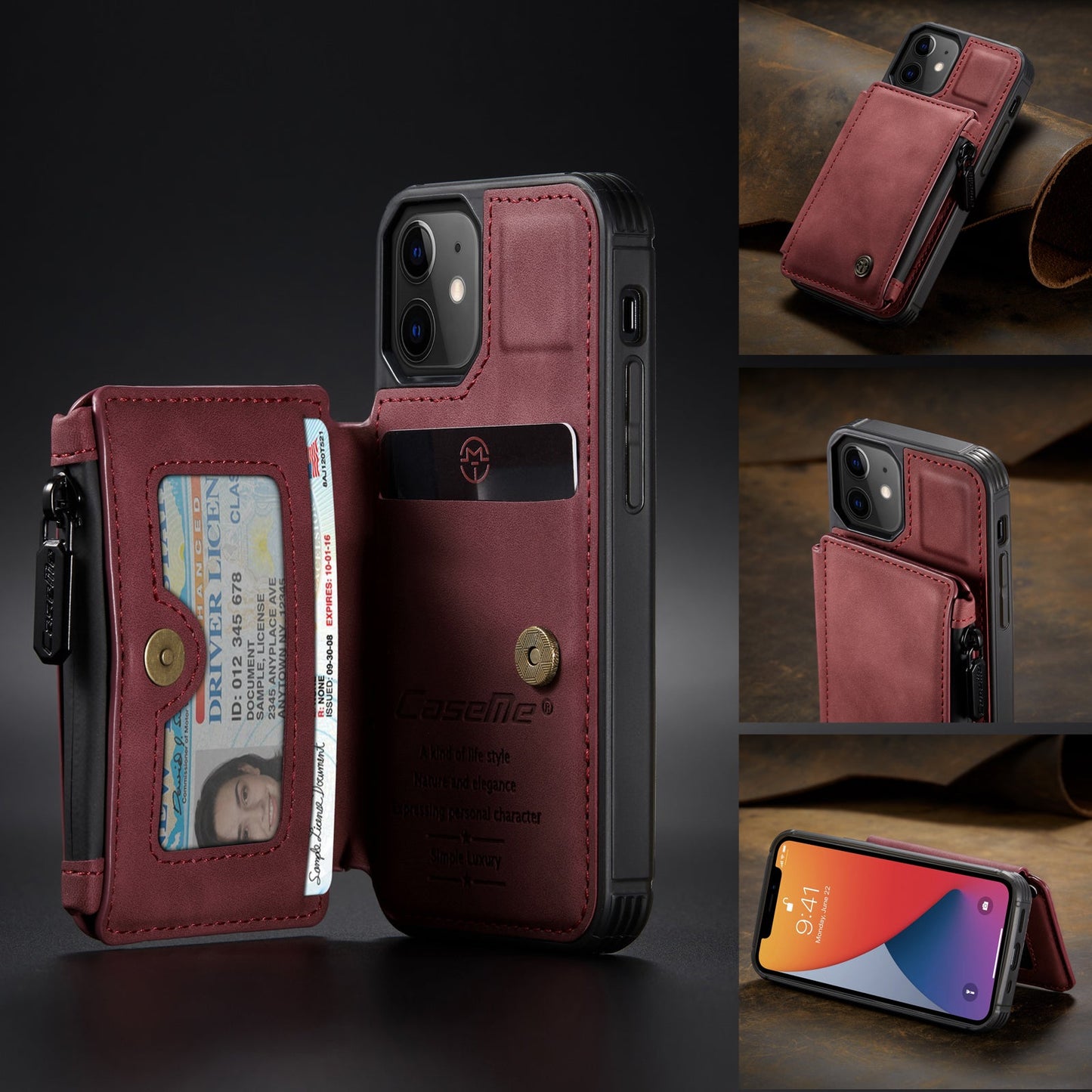 Neue luxuriöse multifunktionale Brieftaschen-Handyhülle für iPhone