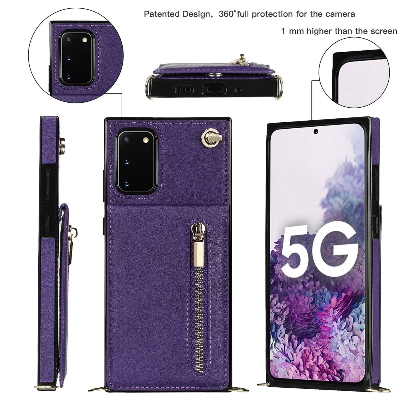 Neue Umhänge-Reißverschluss-Brieftaschen-Handyhülle für Samsung S20FE 4G/5G