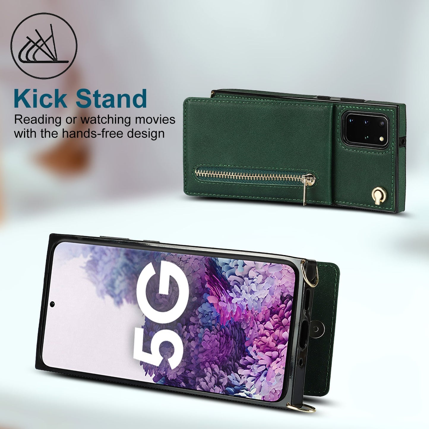 Nouvel étui portefeuille croisé avec fermeture éclair pour téléphone Samsung S20 Ultra