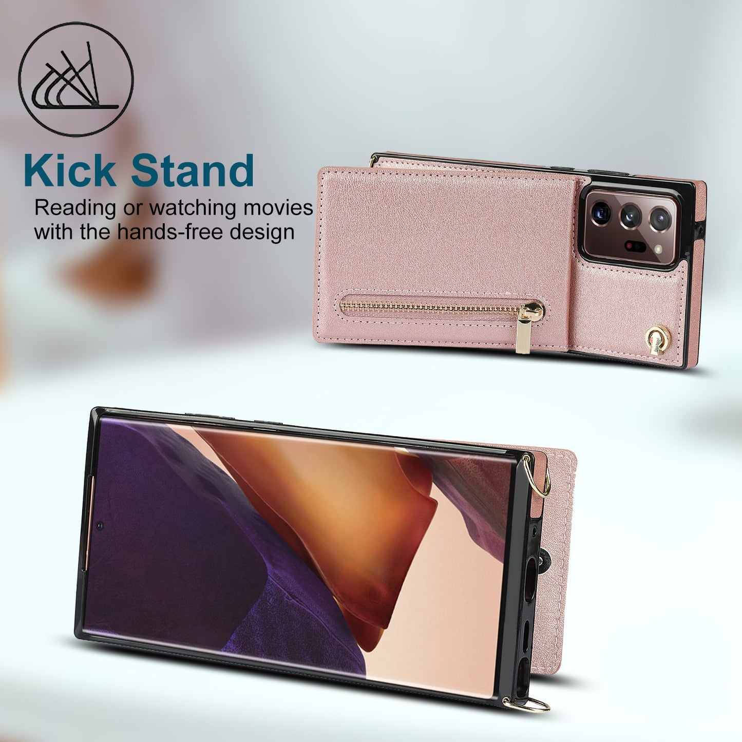 Nouvel étui portefeuille croisé avec fermeture éclair pour téléphone Samsung Note20 Ultra