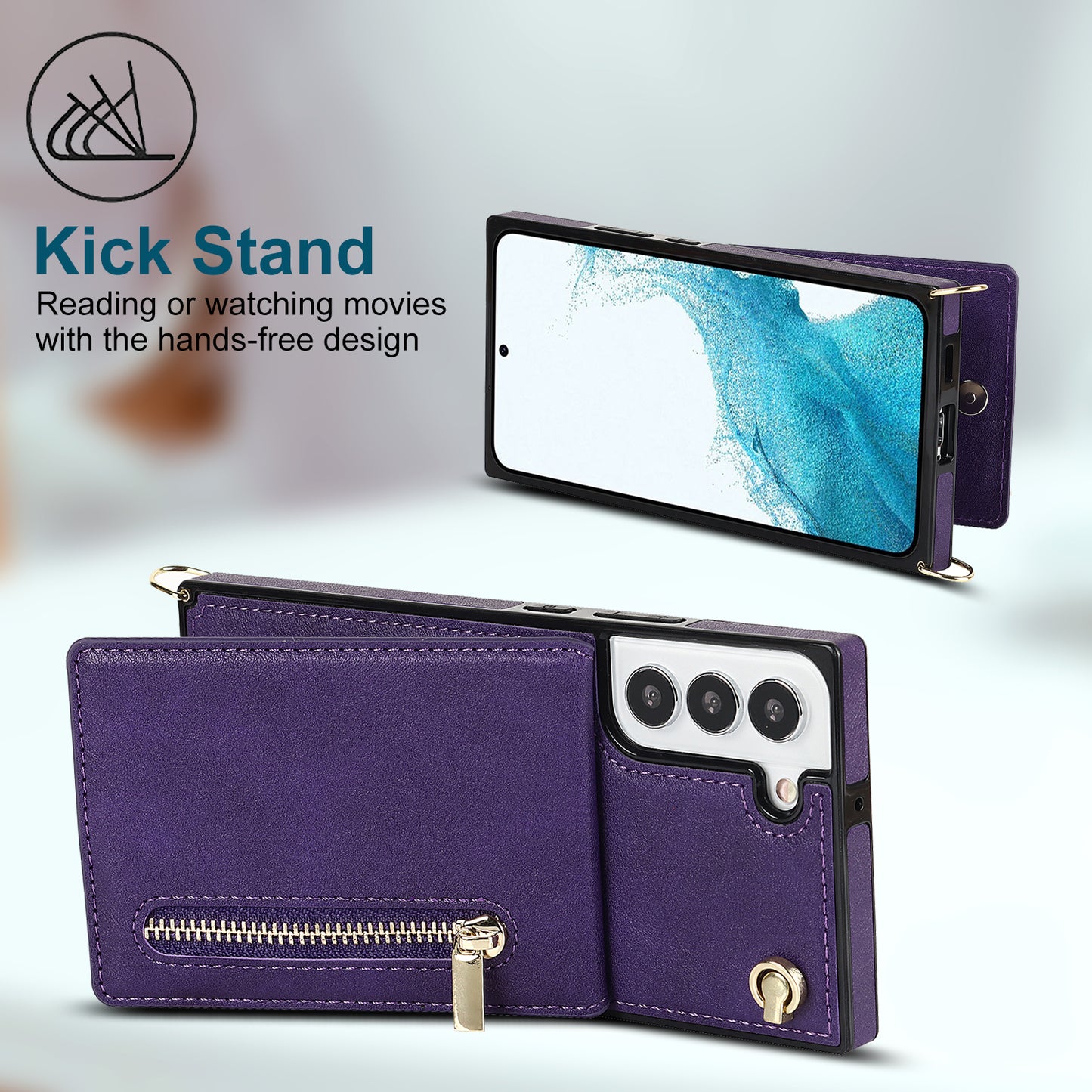 Neue Umhängetasche mit Reißverschluss-Brieftasche-Handyhülle für Samsung S21FE