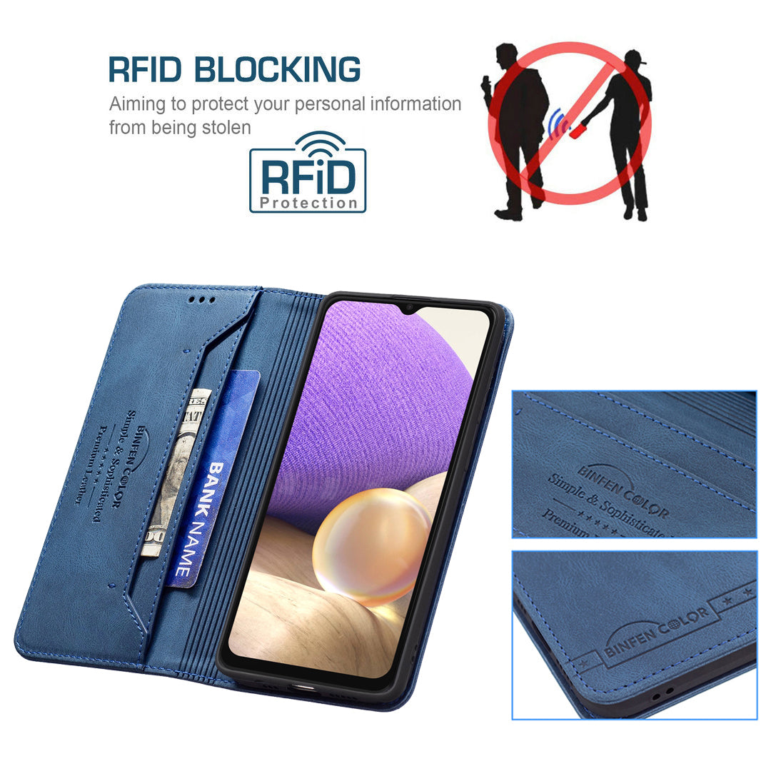 Neue RFID Magnet Leder Brieftasche Flip Hülle Für Samsung