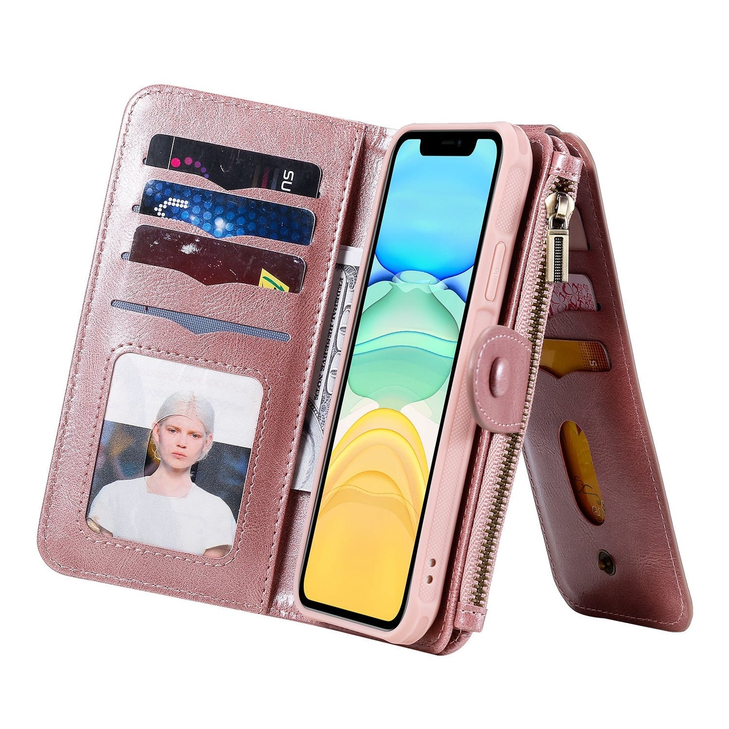 Multifunktionale Retro-Handyhülle mit geteiltem magnetischem Klappverschluss und Brieftaschenfunktion für Samsung