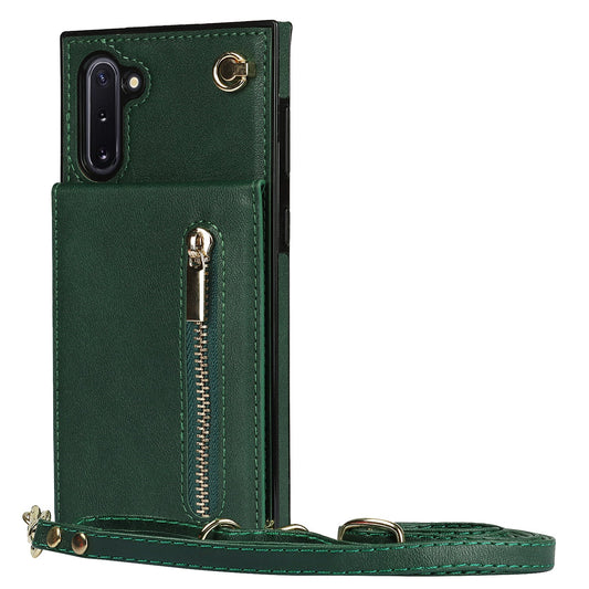 Nouvel étui de téléphone portefeuille à fermeture éclair en bandoulière pour Samsung Note10
