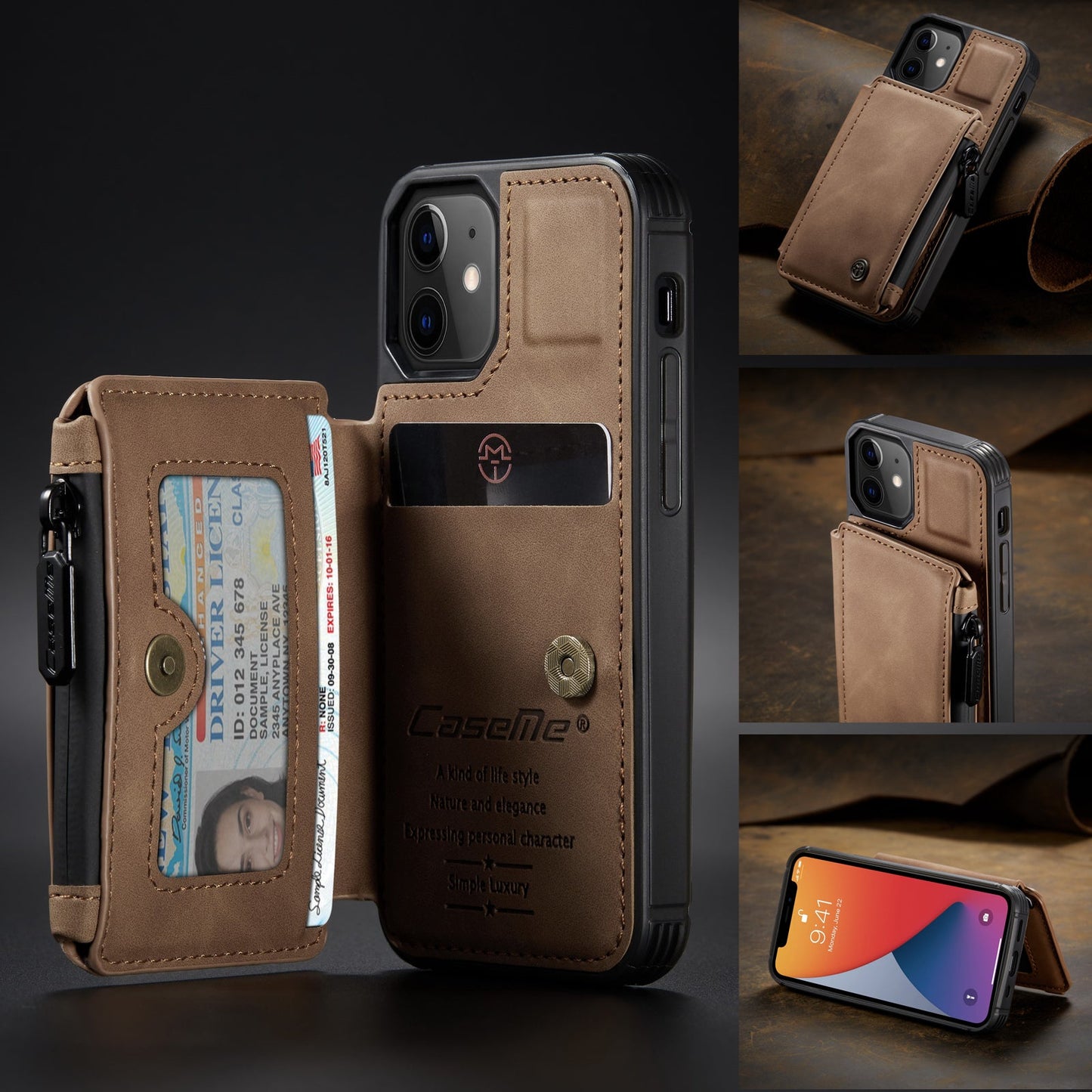 Neue luxuriöse multifunktionale Brieftaschen-Handyhülle für iPhone