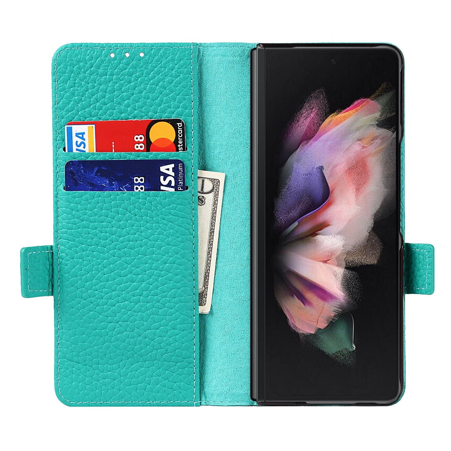 Hochwertige Litschi-Anti-Fall-Handyhülle mit Stiftschlitz für Samsung Galaxy Z Fold3 5G