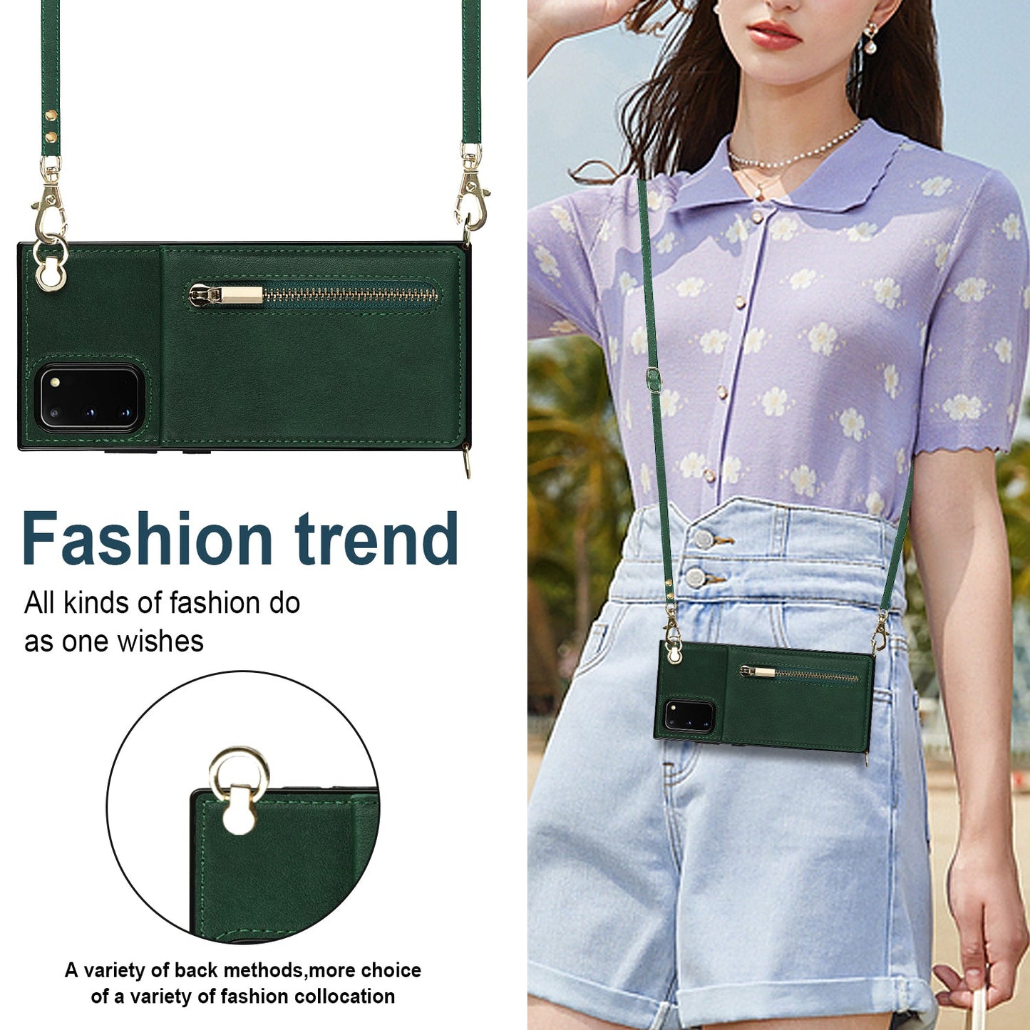 Neue Crossbody Reißverschluss Geldbörse Handyhülle für Samsung S20