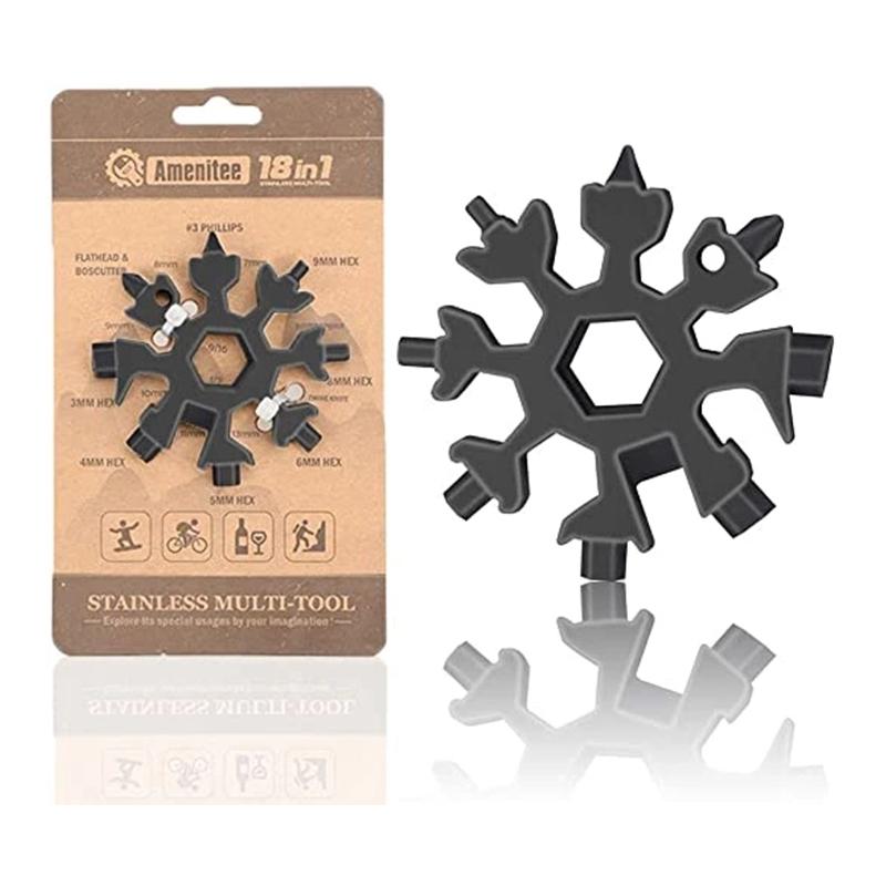 Amenitee 18-in-1 snowflakes multi-tool MULTITOOLS smartsaker Black-Gift Packaging 