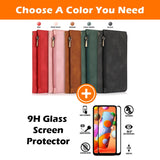 Luxury Skin Feel Multi-card Zipper Leather Case For iPhone 12 &11 Series