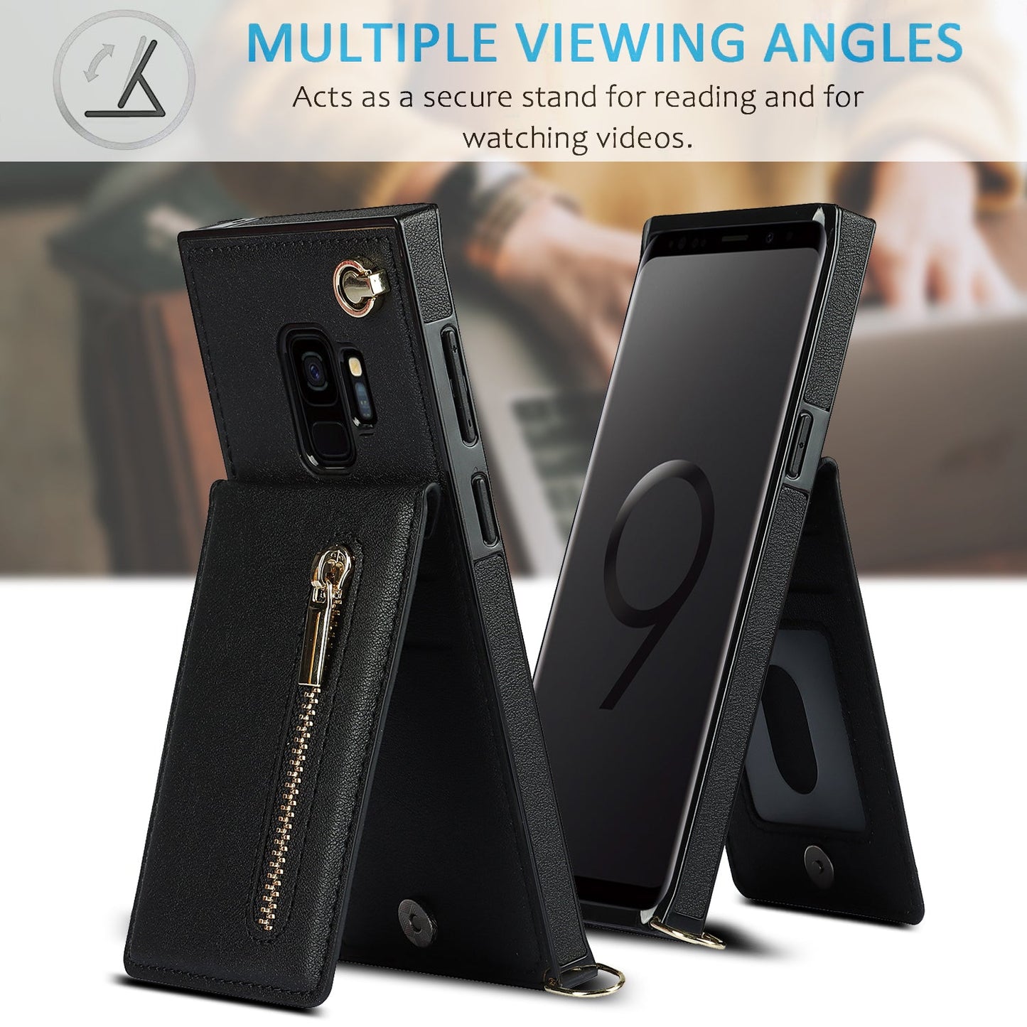 Neue Umhänge-Reißverschluss-Brieftaschen-Handyhülle für Samsung S9