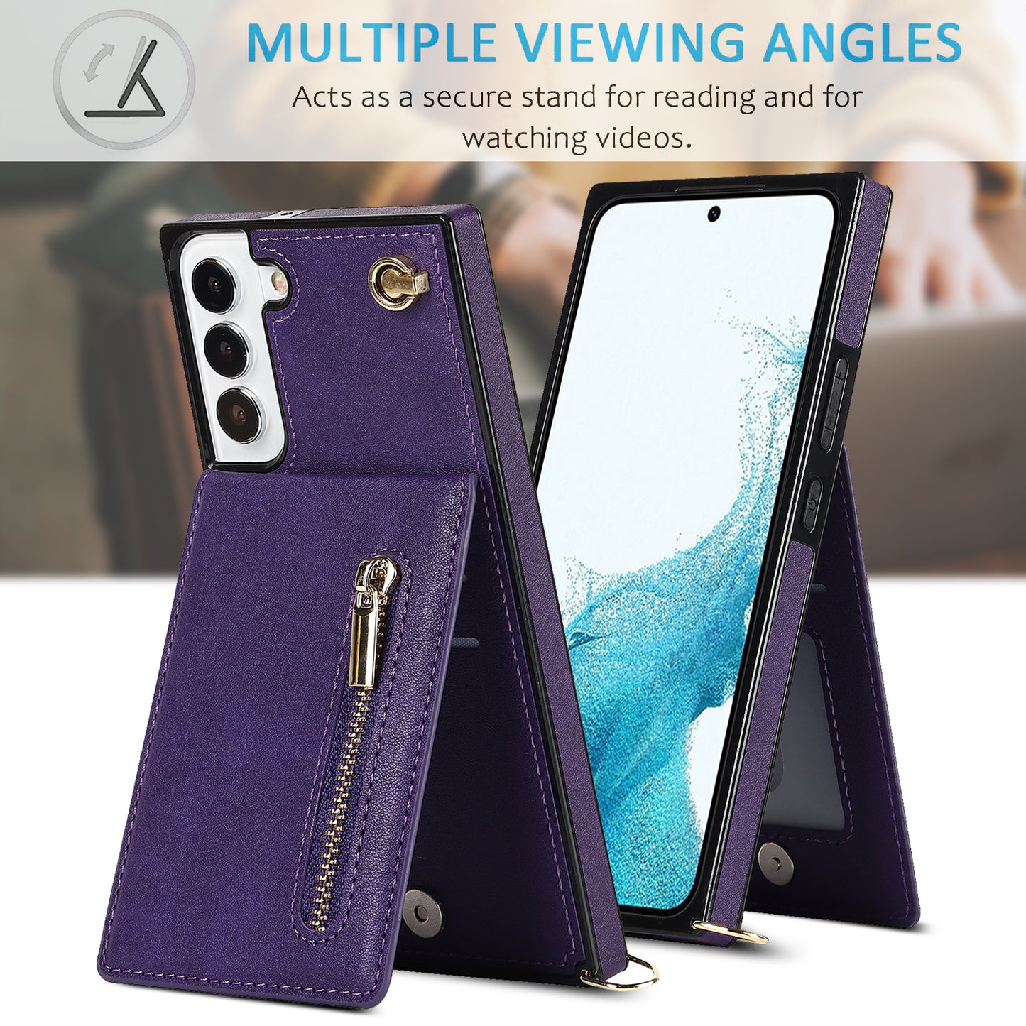 Neue Umhängetasche mit Reißverschluss-Brieftasche-Handyhülle für Samsung S21FE