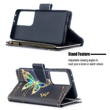 Large Capacity Painted Zipper Leather Case For Samsung S21 Ultra 5G