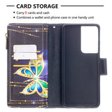 Large Capacity Painted Zipper Leather Case For Samsung S21 Ultra 5G