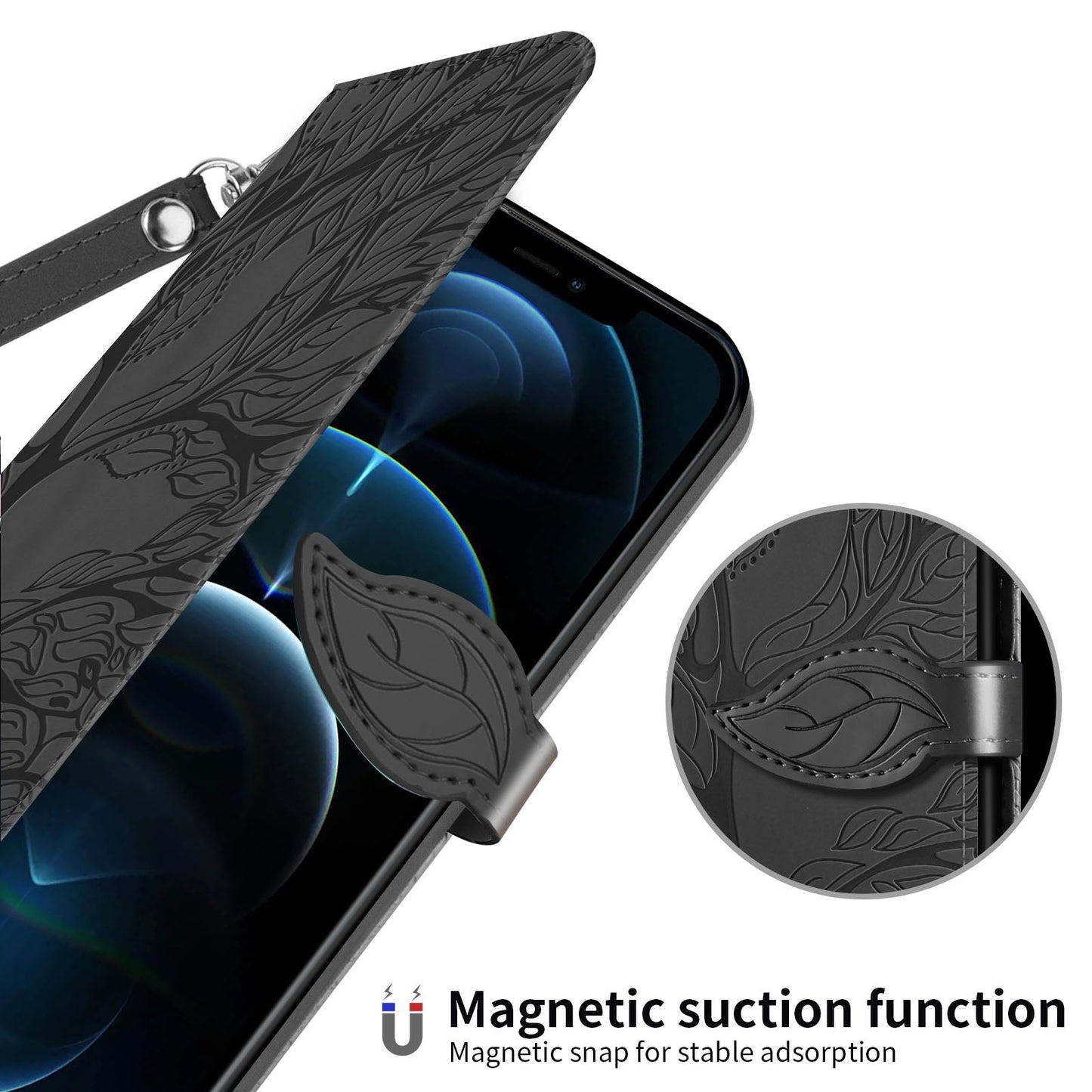 Neue 3D geprägte Lebensbaum-Brieftaschen-Handyhülle für iPhone