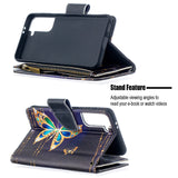 Large Capacity Painted Zipper Leather Case For Samsung S21 5G