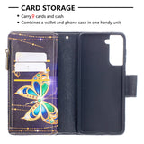 Large Capacity Painted Zipper Leather Case For Samsung S21 Plus 5G