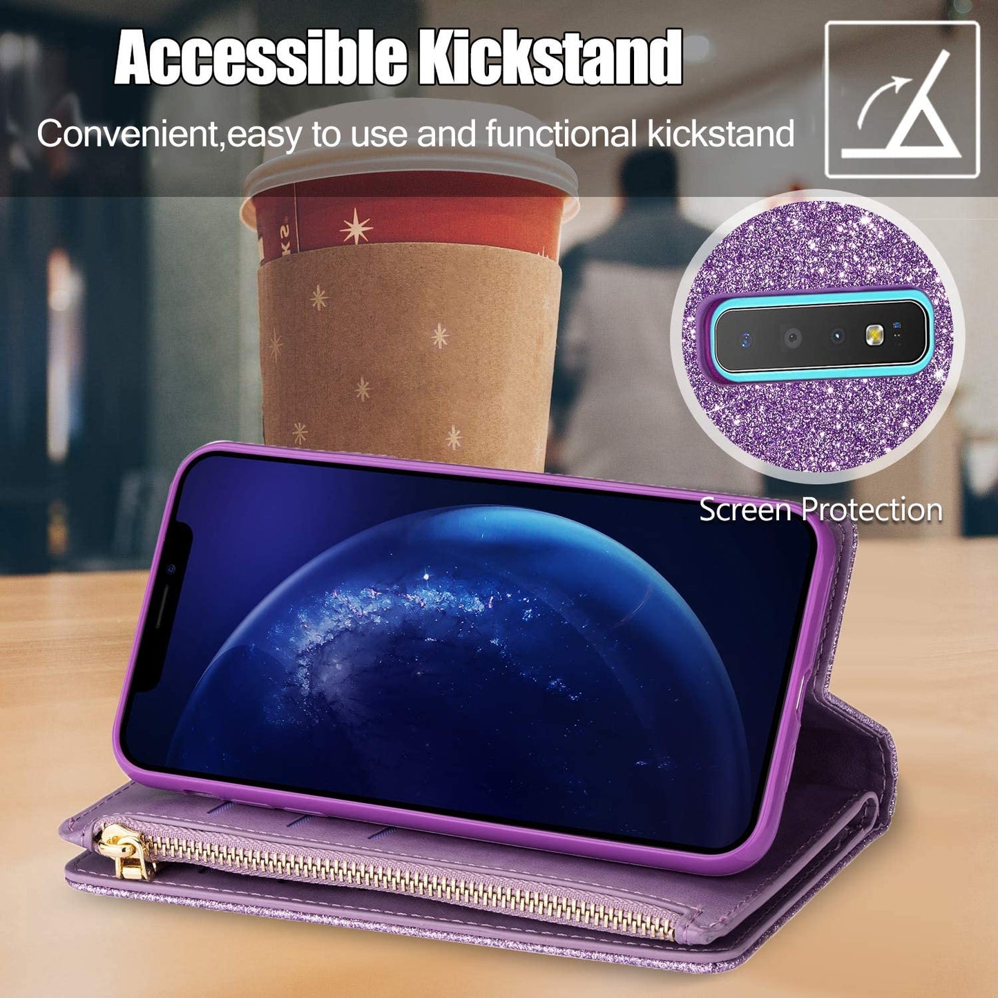 Glitzer Bling Mädchenhaft Leder Flip Cover für Samsung S-Serie