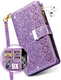 Glitter Sparkly Girly Bling Leather Flip Cover For Samsung S21 Series