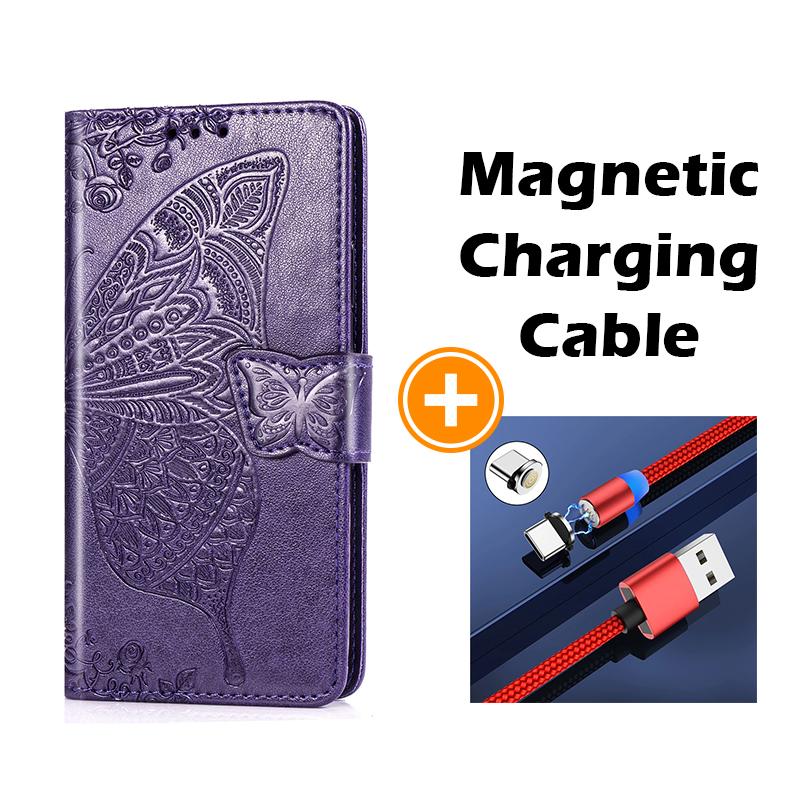 Luxuriöse geprägte Schmetterling Leder Geldbörse Flip Case für Samsung A10E