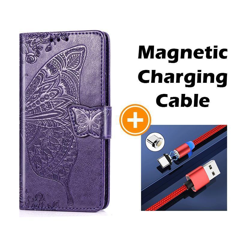 Luxuriöse geprägte Schmetterlings-Leder-Brieftaschen-Flip-Hülle für Samsung Galaxy S9