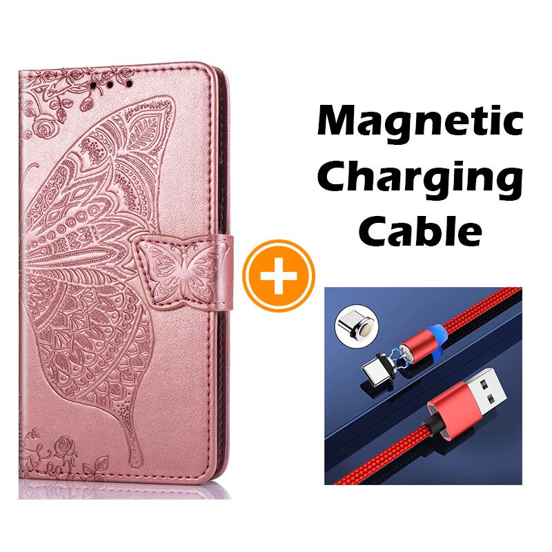 Luxuriöse geprägte Schmetterling Leder Geldbörse Flip Case für Samsung A10E