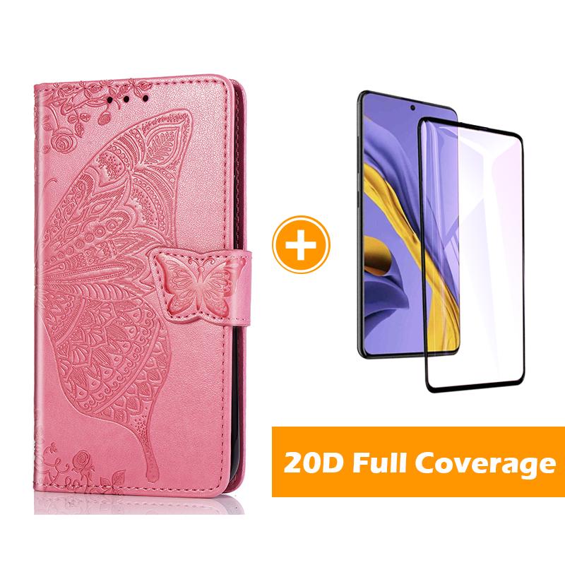 Luxuriöse geprägte Schmetterlings-Lederhülle mit Flip-Funktion für Samsung A51/A71
