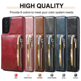 New Upgrade Multifunctional Wallet Zipper Phone Case  For Samsung S21 5G