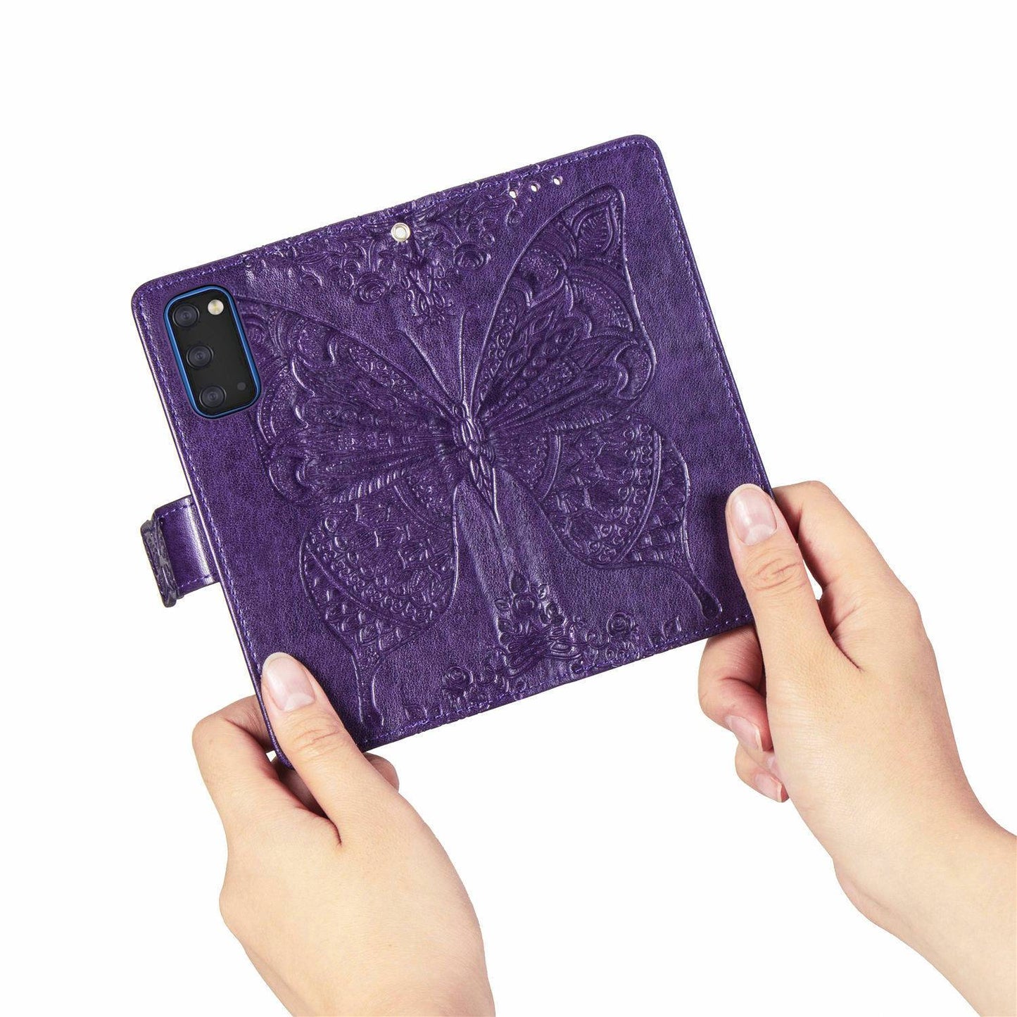 Luxuriöse geprägte Schmetterlings-Lederhülle mit Brieftaschenfunktion für Samsung